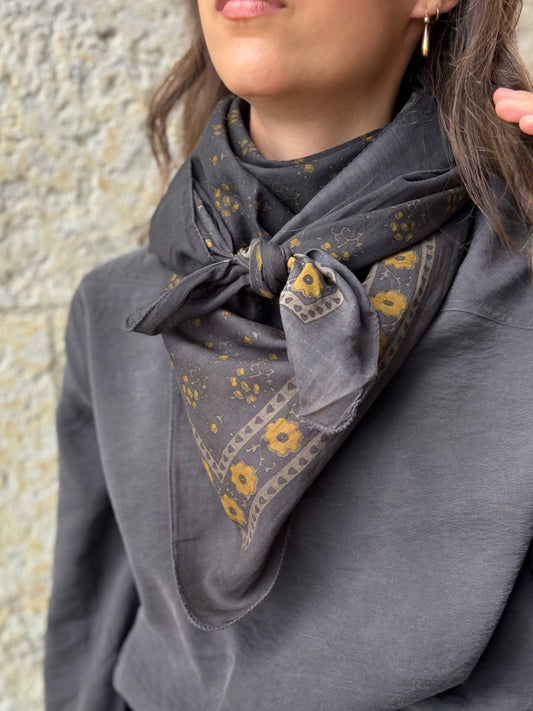 Foulard Classique Anthracite/Kaki - SOEUR PARIS