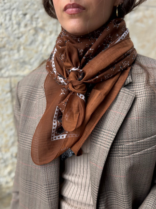 Foulard Classique Caramel/Anthracite - SOEUR PARIS