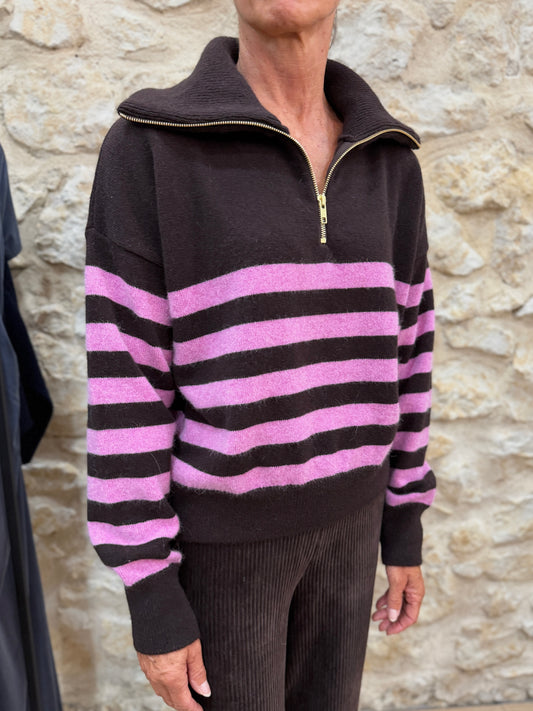 Pull Tsoline Col Zippé - TRICOTS JEAN MARC